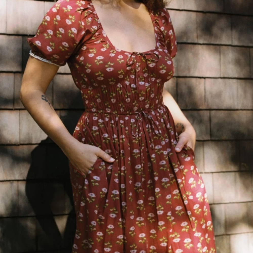 Christy Dawn Brynne dress in antique lotus red